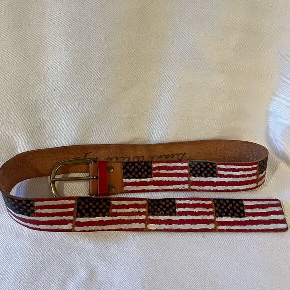 Rare?Diane Weiss NYC‎ hand tooled and painted leather ??USA flag belt. main image 4